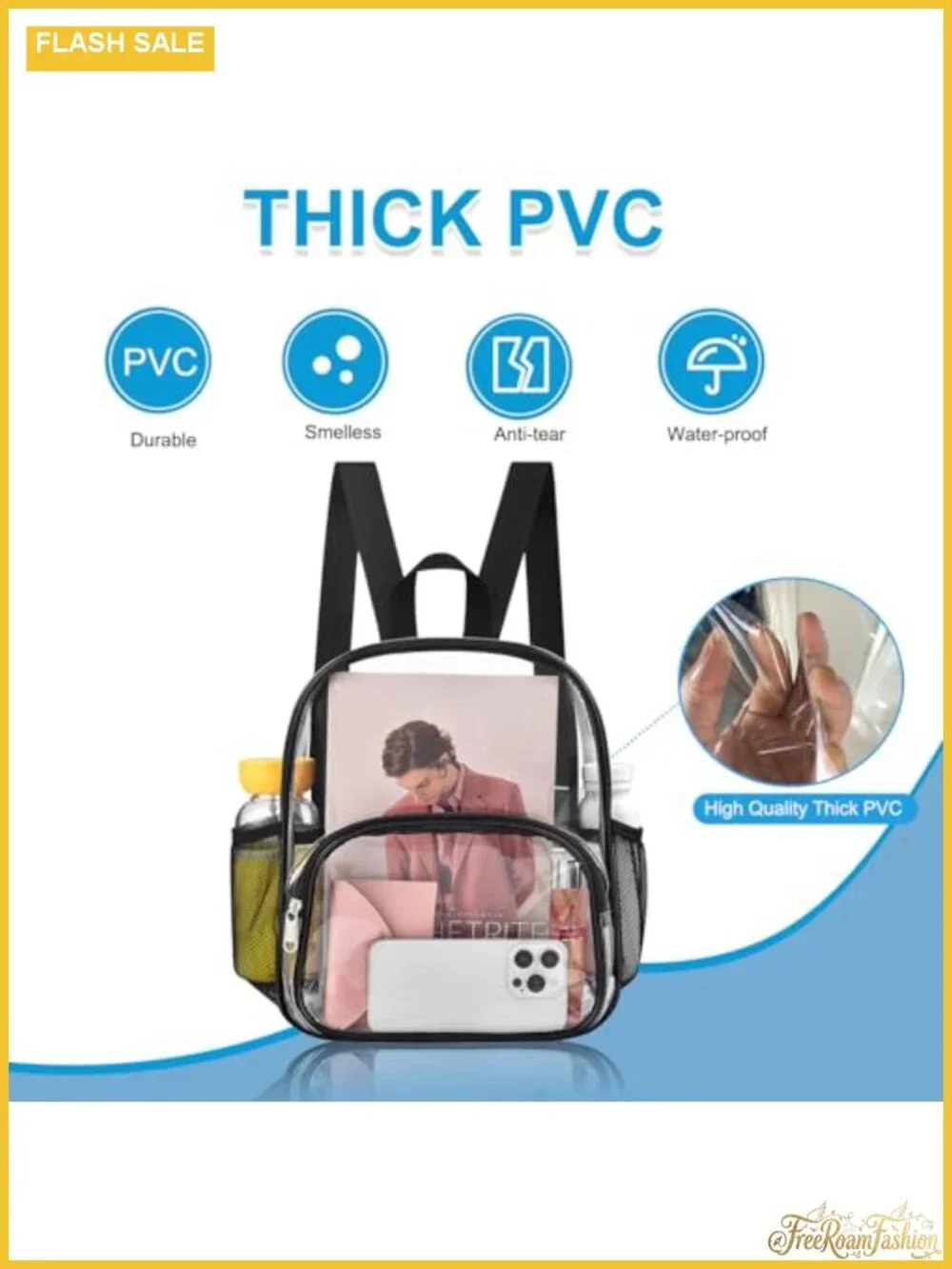 Clear PVC Backpack Stadium Approved Women Fashion Backpack